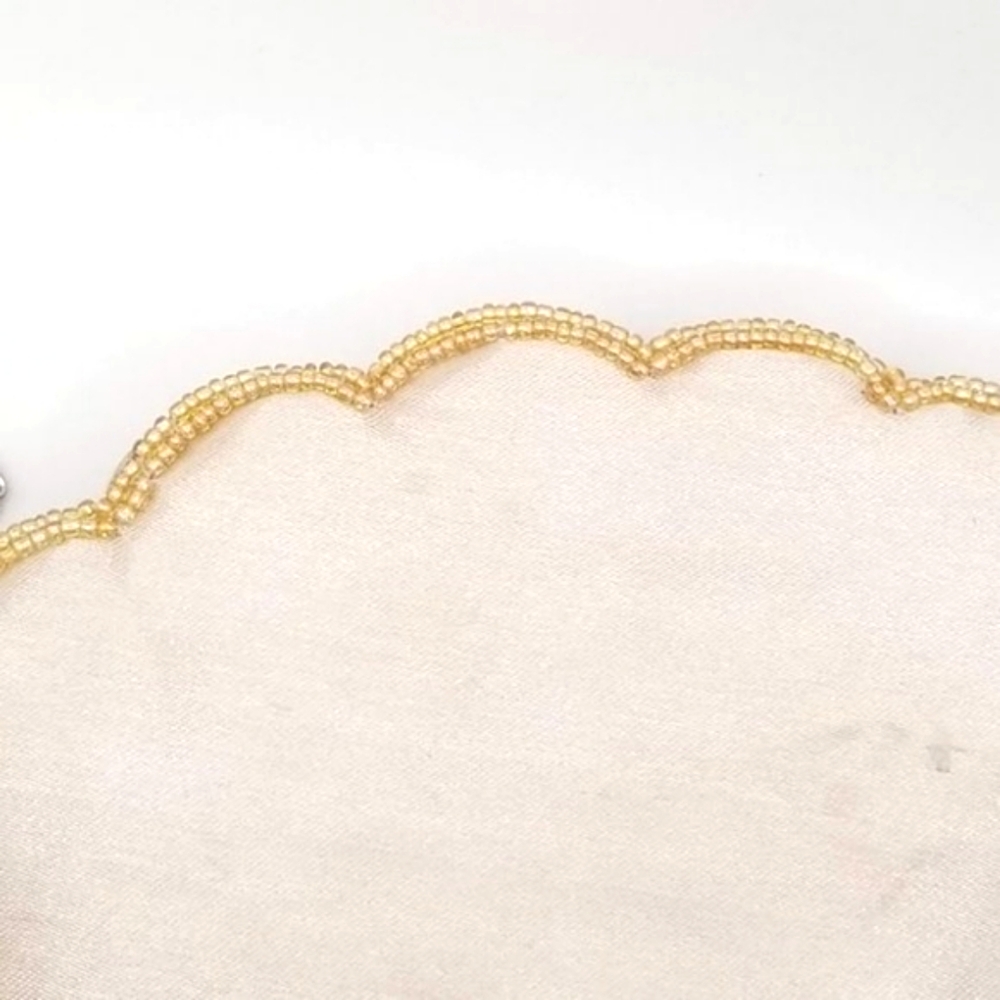 Bijoux Terner Beaded Cream Satin with Chain Mini Purse Handbag - Picture 5 of 15